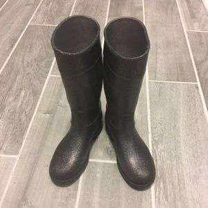 Zara Kids Charcoal Gray Glitter Rain Boots